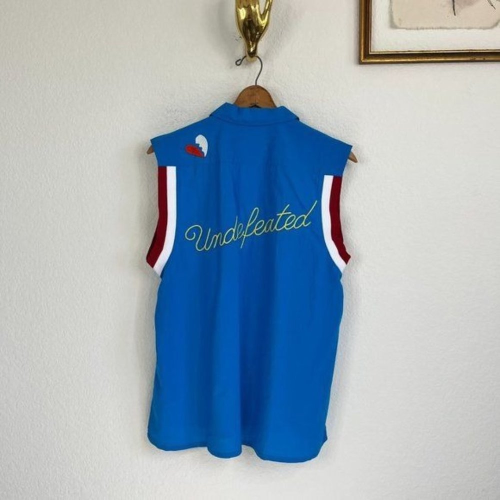 UO Wayne Embroidered Undefeated Broken Heart VarsitySleeveless Button Down Shirt